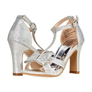 Badgley Mischka Kids Carina Bow Sandal Silver Size 5 NEW